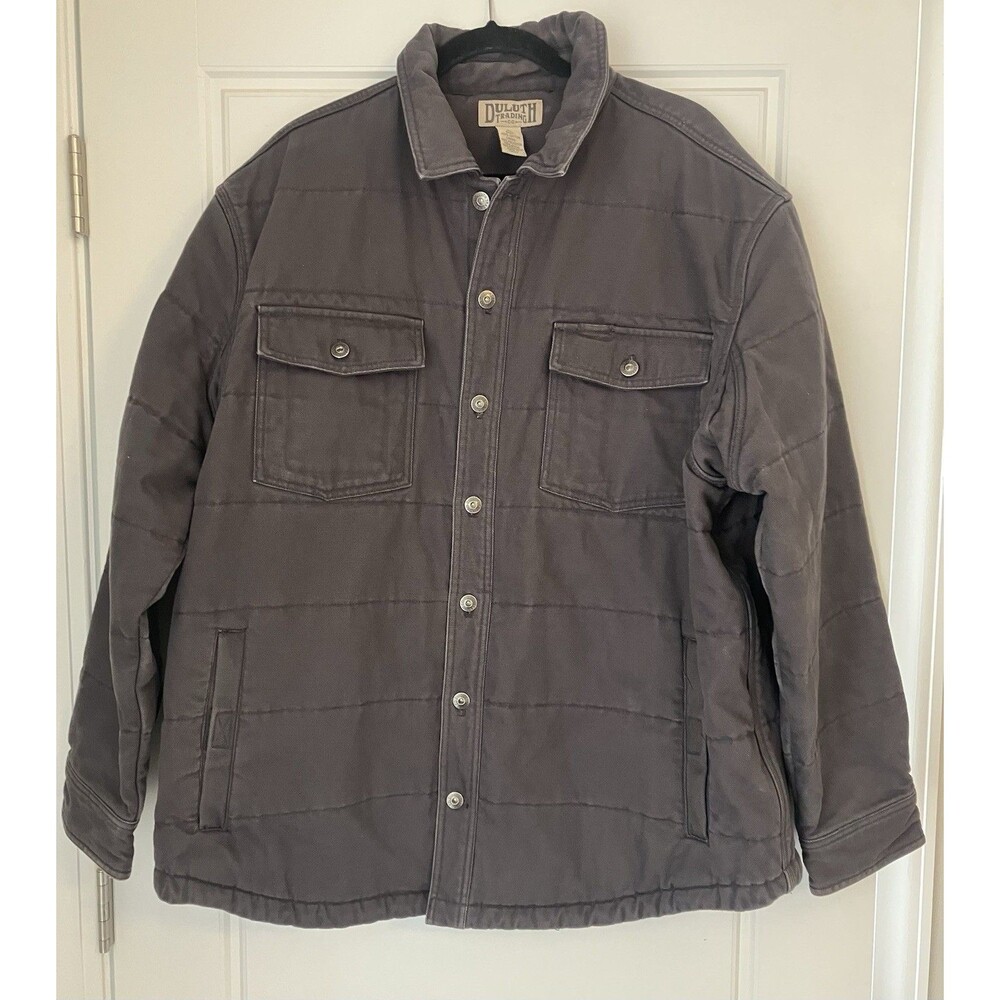 VTG Duluth Trading Co Men’s Canvas Work Jacket Insulated Heavyweight Gray Sz XL